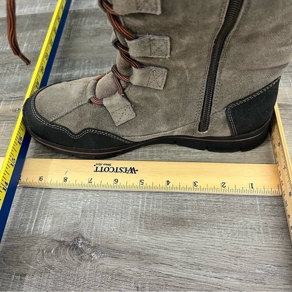 TAOS Brown Suede Leather Mid Calf Boots Faux Inside Fur women’s size 6 - Picture 13 of 15